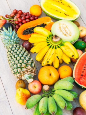 Mixed fruits with apple banana orange and other